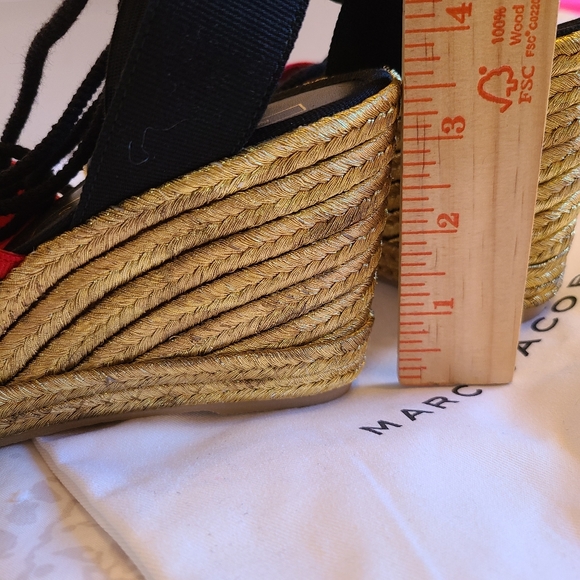 MARC JACOBS DANI ESPADRILLE BLU/RED WEDGE SANDAL - Picture 7 of 11